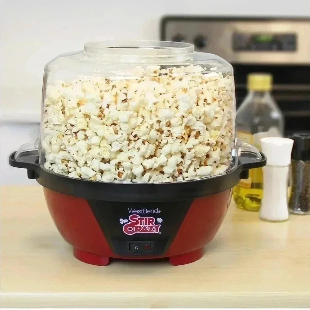 West Bend Stir Crazy Popcorn Machine Electric Hot Oil Popper Includes Large Lid